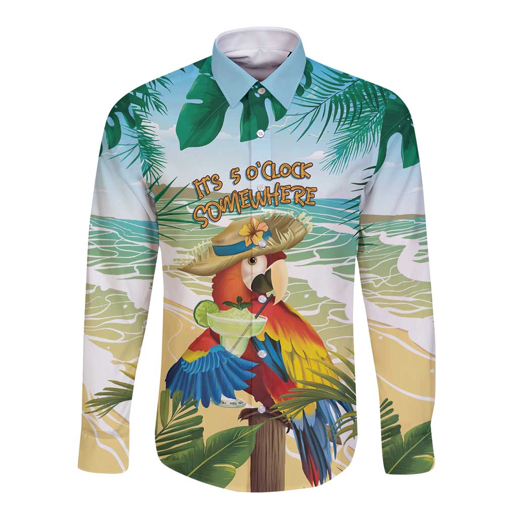 Aloha Hawaii It's 5 o'clock Somewhere Long Sleeve Button Shirt - Wonder Print Shop