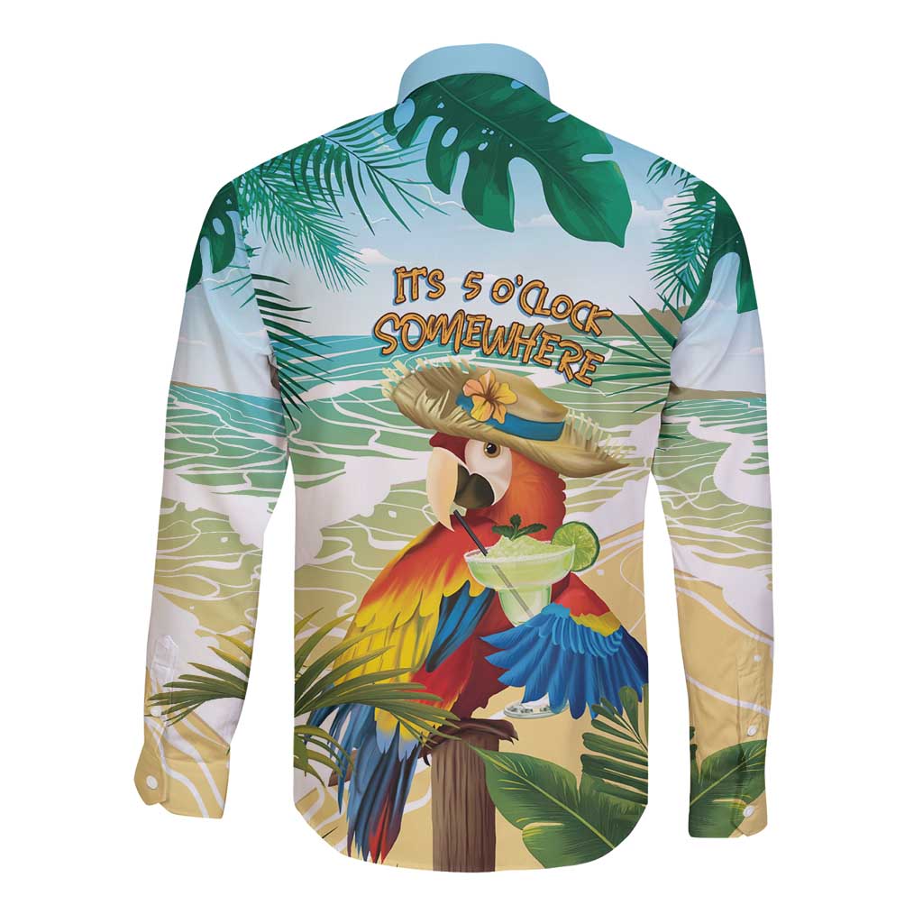 Aloha Hawaii It's 5 o'clock Somewhere Long Sleeve Button Shirt - Wonder Print Shop