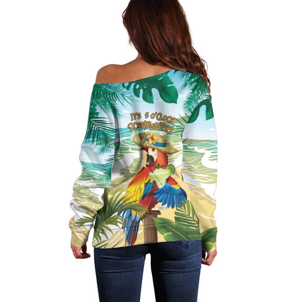 Aloha Hawaii It's 5 o'clock Somewhere Off Shoulder Sweater - Wonder Print Shop