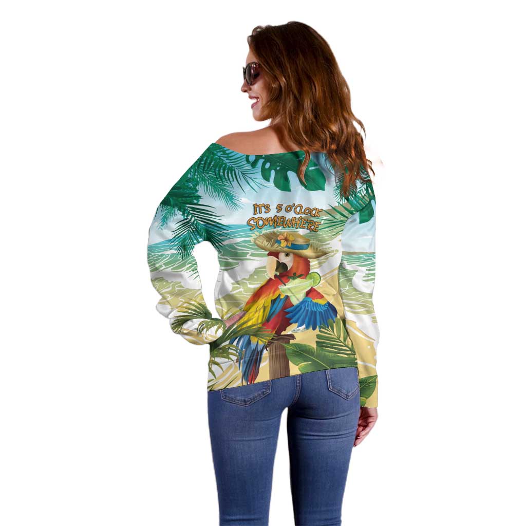 Aloha Hawaii It's 5 o'clock Somewhere Off Shoulder Sweater - Wonder Print Shop