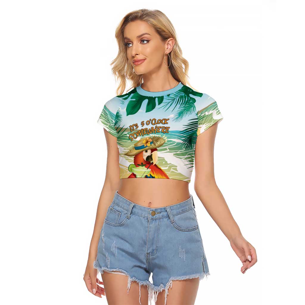 Aloha Hawaii It's 5 o'clock Somewhere Raglan Cropped T Shirt - Wonder Print Shop