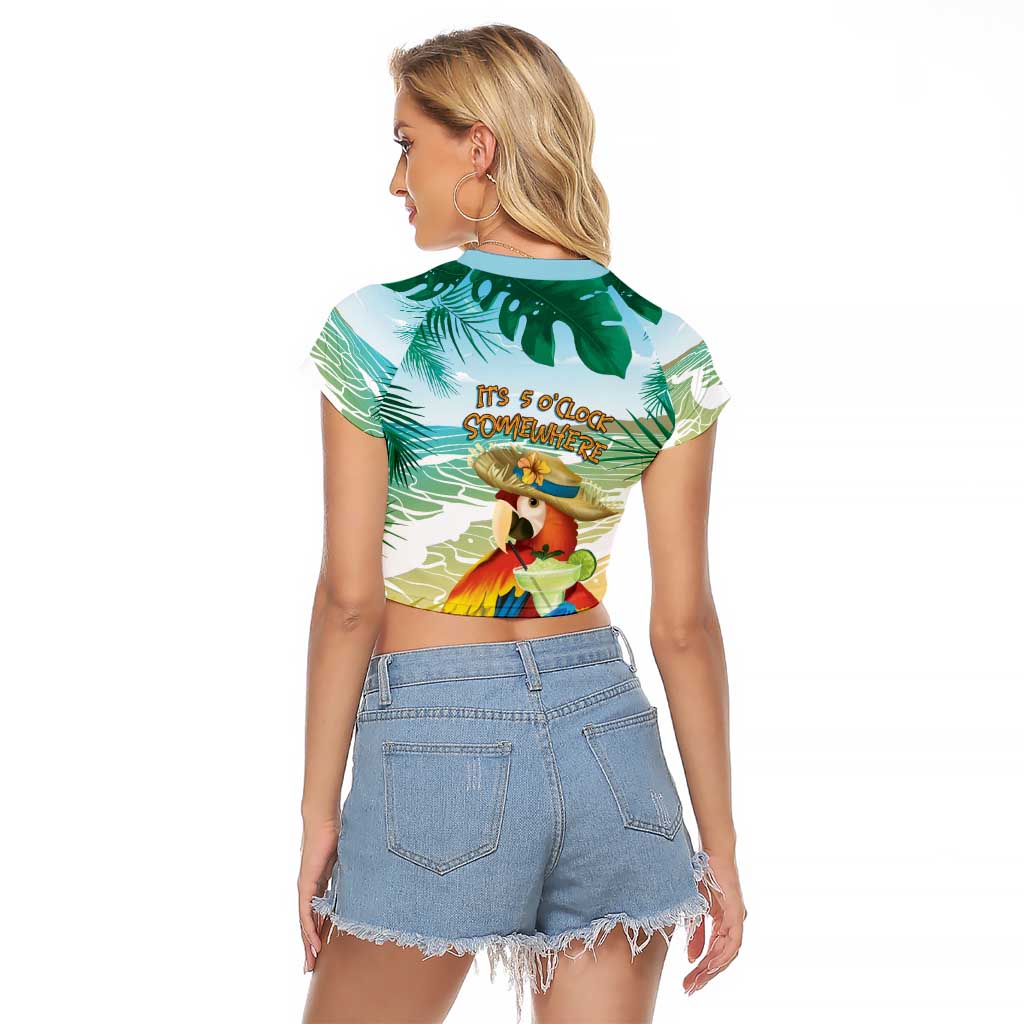 Aloha Hawaii It's 5 o'clock Somewhere Raglan Cropped T Shirt - Wonder Print Shop