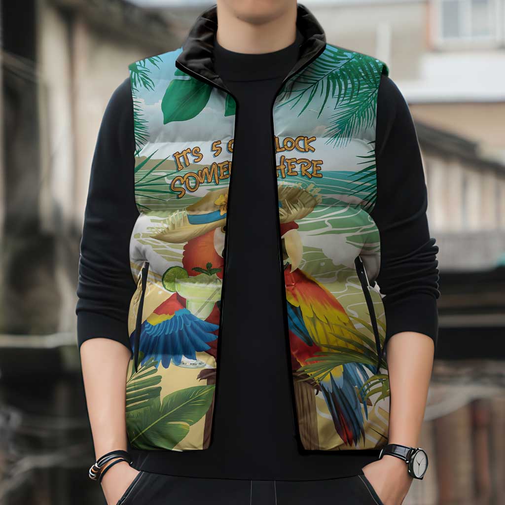 Aloha Hawaii It's 5 o'clock Somewhere Sleeveless Puffer Jacket - Wonder Print Shop