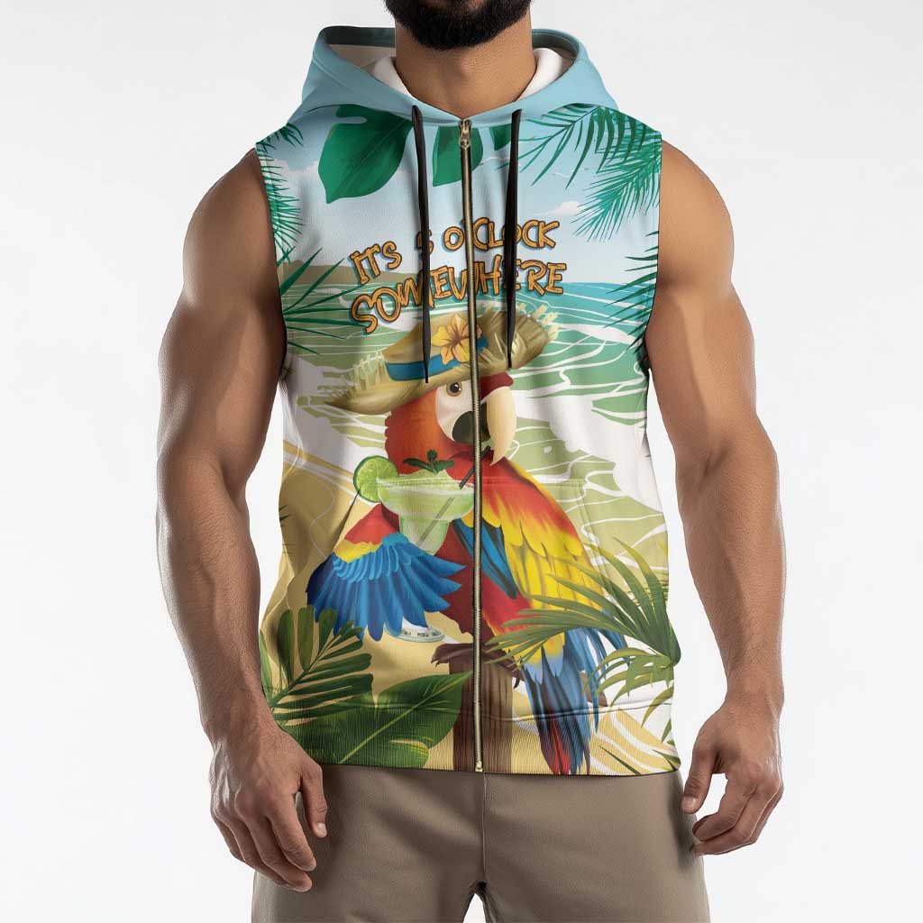Aloha Hawaii It's 5 o'clock Somewhere Sleeveless Zip Hoodie - Wonder Print Shop