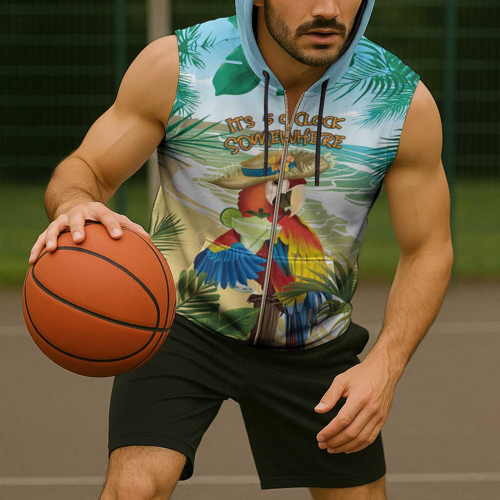 Aloha Hawaii It's 5 o'clock Somewhere Sleeveless Zip Hoodie - Wonder Print Shop