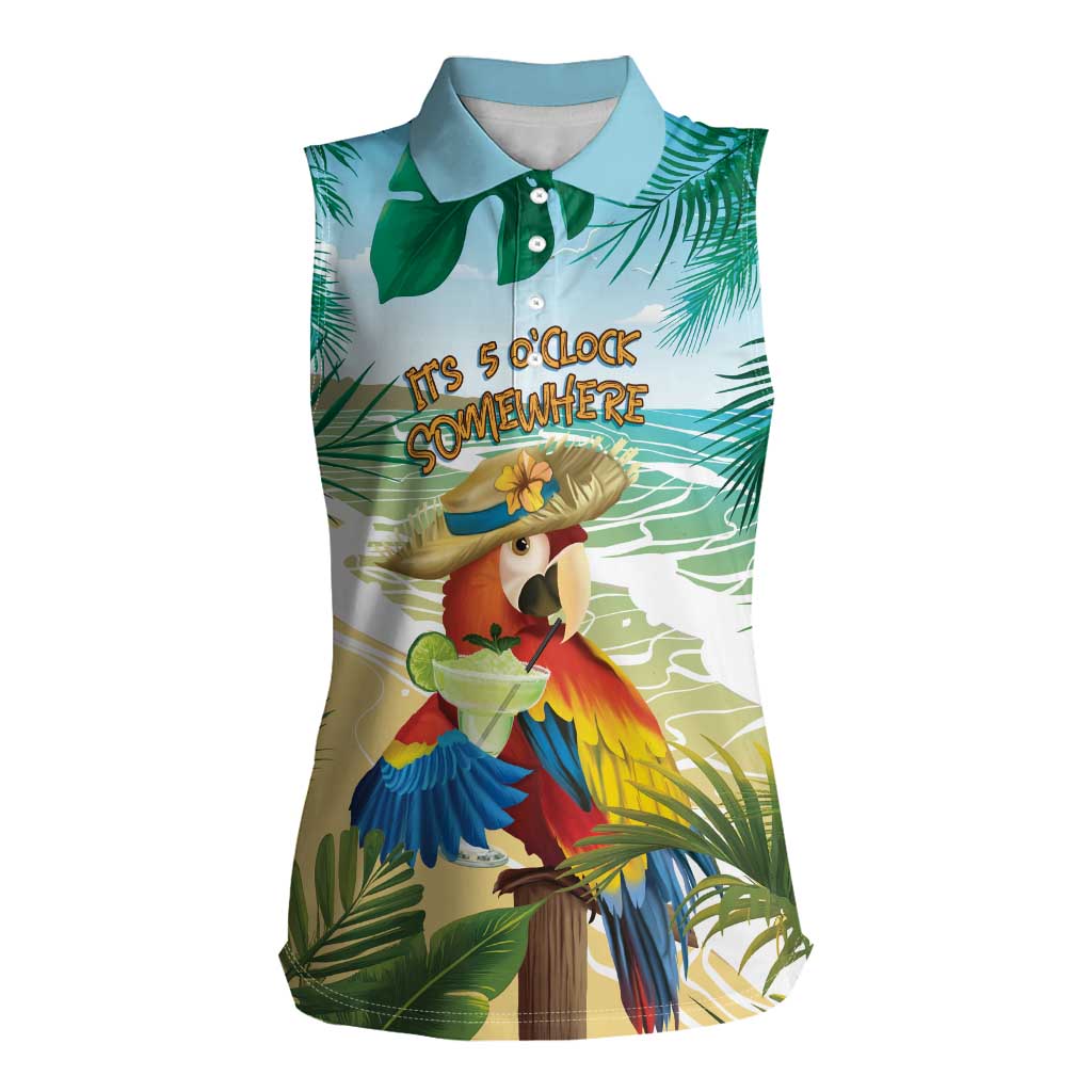 Aloha Hawaii It's 5 o'clock Somewhere Women Sleeveless Polo Shirt - Wonder Print Shop
