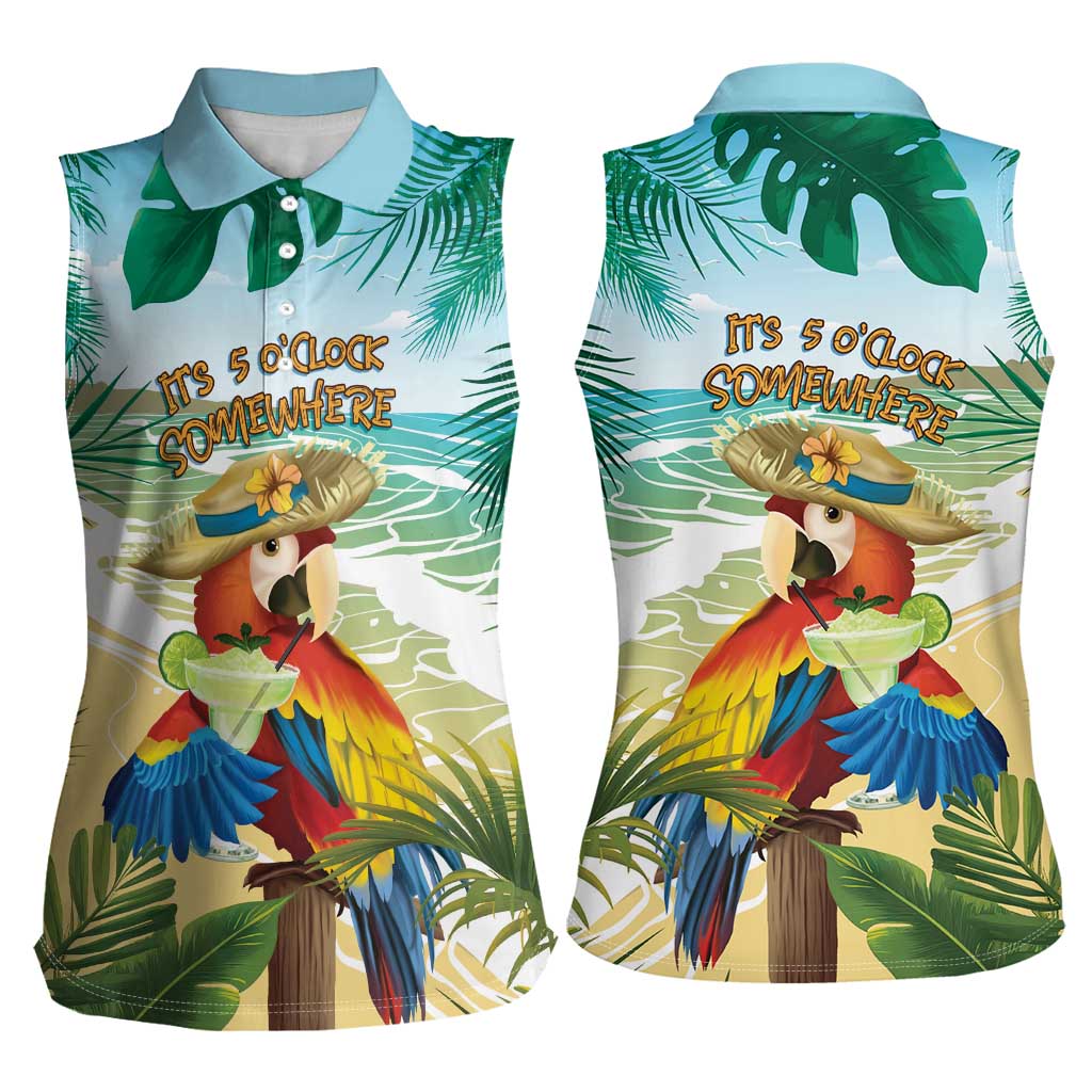 Aloha Hawaii It's 5 o'clock Somewhere Women Sleeveless Polo Shirt - Wonder Print Shop
