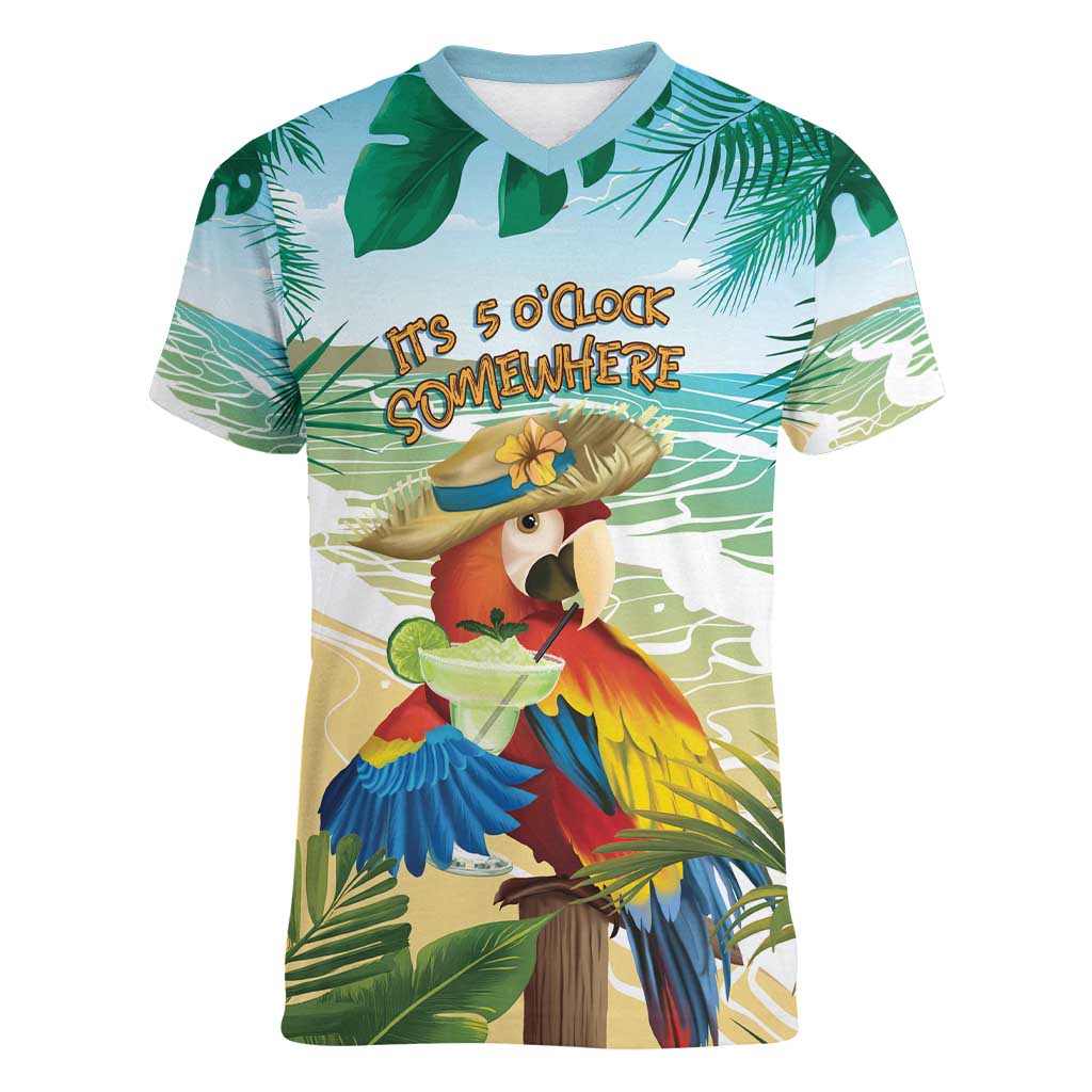 Aloha Hawaii It's 5 o'clock Somewhere Women V-Neck T-Shirt - Wonder Print Shop