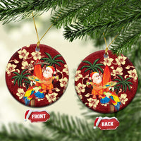 Crimson Red Tropical Christmas Hawaii Tapa Ceramic Ornament Aloha Santa Drink Party - Wonder Print Shop