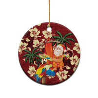 Crimson Red Tropical Christmas Hawaii Tapa Ceramic Ornament Aloha Santa Drink Party - Wonder Print Shop