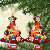 Crimson Red Tropical Christmas Hawaii Tapa Ceramic Ornament Aloha Santa Drink Party - Wonder Print Shop
