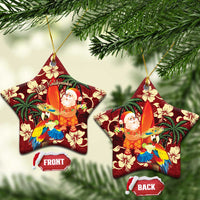 Crimson Red Tropical Christmas Hawaii Tapa Ceramic Ornament Aloha Santa Drink Party - Wonder Print Shop