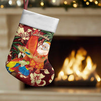 Crimson Red Tropical Christmas Hawaii Tapa Christmas Stocking Aloha Santa Drink Party - Wonder Print Shop