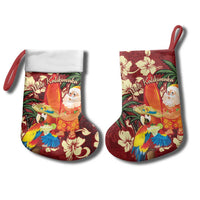 Crimson Red Tropical Christmas Hawaii Tapa Christmas Stocking Aloha Santa Drink Party - Wonder Print Shop