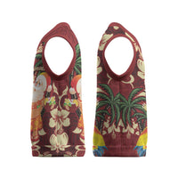 Crimson Red Tropical Christmas Hawaii Tapa Christmas Knitted V-Neck Vest Aloha Santa Drink Party - Wonder Print Shop