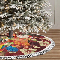 Crimson Red Tropical Christmas Hawaii Tapa Tree Skirt Aloha Santa Drink Party - Wonder Print Shop