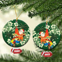 Moss Green Tropical Christmas Hawaii Tapa Ceramic Ornament Aloha Santa Drink Party - Wonder Print Shop