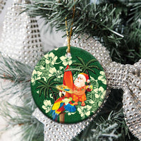 Moss Green Tropical Christmas Hawaii Tapa Ceramic Ornament Aloha Santa Drink Party - Wonder Print Shop