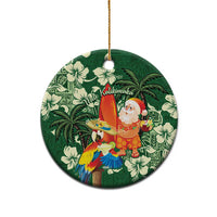 Moss Green Tropical Christmas Hawaii Tapa Ceramic Ornament Aloha Santa Drink Party - Wonder Print Shop