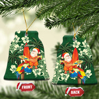 Moss Green Tropical Christmas Hawaii Tapa Ceramic Ornament Aloha Santa Drink Party - Wonder Print Shop