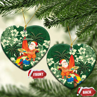 Moss Green Tropical Christmas Hawaii Tapa Ceramic Ornament Aloha Santa Drink Party - Wonder Print Shop