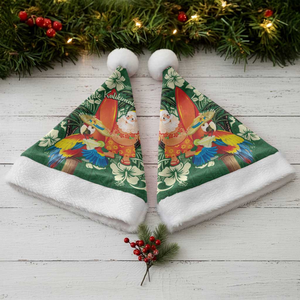 Moss Green Tropical Christmas Hawaii Tapa Christmas Santa Hat Aloha Santa Drink Party - Wonder Print Shop