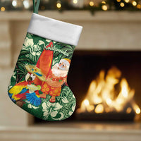 Moss Green Tropical Christmas Hawaii Tapa Christmas Stocking Aloha Santa Drink Party - Wonder Print Shop