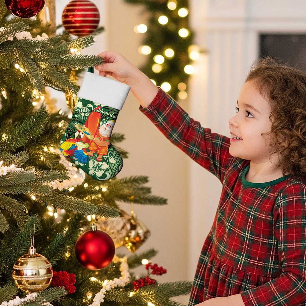 Moss Green Tropical Christmas Hawaii Tapa Christmas Stocking Aloha Santa Drink Party - Wonder Print Shop