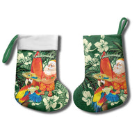 Moss Green Tropical Christmas Hawaii Tapa Christmas Stocking Aloha Santa Drink Party - Wonder Print Shop