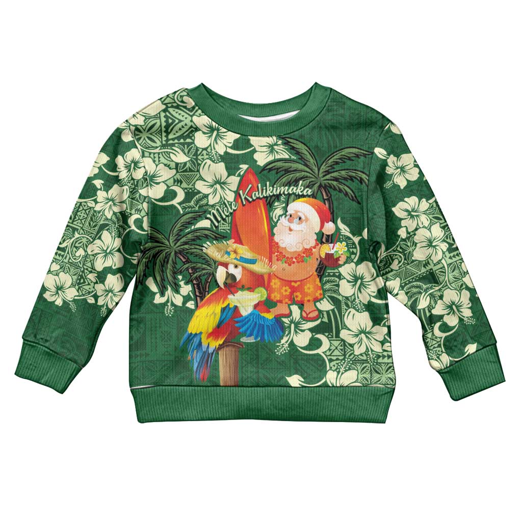 Moss Green Tropical Christmas Hawaii Tapa Kid Ugly Christmas Sweater Aloha Santa Drink Party - Wonder Print Shop