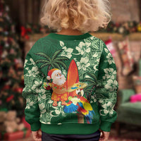 Moss Green Tropical Christmas Hawaii Tapa Kid Ugly Christmas Sweater Aloha Santa Drink Party - Wonder Print Shop