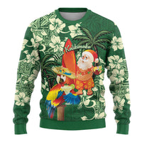 Moss Green Tropical Christmas Hawaii Tapa Ugly Christmas Sweater Aloha Santa Drink Party - Wonder Print Shop