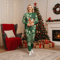 Moss Green Tropical Christmas Hawaii Tapa Christmas Pajama Set Aloha Santa Drink Party - Wonder Print Shop