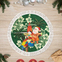 Moss Green Tropical Christmas Hawaii Tapa Tree Skirt Aloha Santa Drink Party - Wonder Print Shop