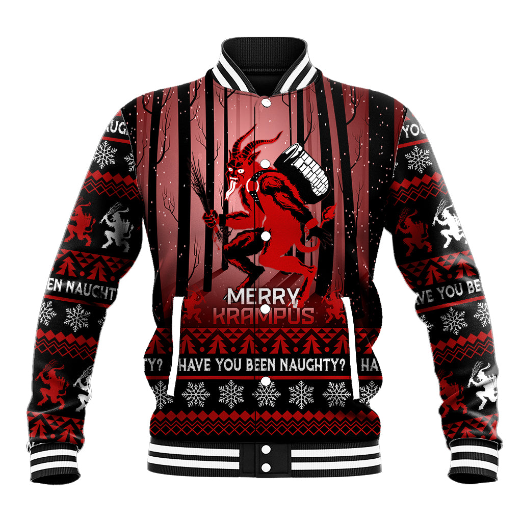Wonder Print Christmas Baseball Jacket Merry Krampus LT7 - Wonder Print Shop