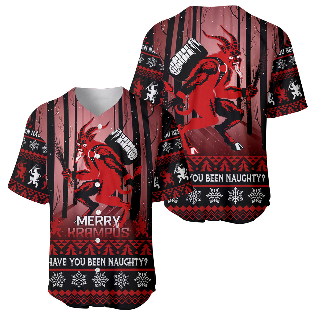 Wonder Print Christmas Baseball Jersey Merry Krampus LT7 - Wonder Print Shop