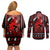 Wonder Print Christmas Couples Matching Off Shoulder Short Dress and Long Sleeve Button Shirt Merry Krampus LT7 - Wonder Print Shop