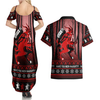 Wonder Print Christmas Couples Matching Summer Maxi Dress and Hawaiian Shirt Merry Krampus LT7 - Wonder Print Shop
