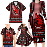 Wonder Print Christmas Family Matching Long Sleeve Bodycon Dress and Hawaiian Shirt Merry Krampus LT7 - Wonder Print Shop