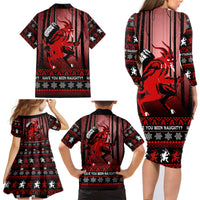 Wonder Print Christmas Family Matching Long Sleeve Bodycon Dress and Hawaiian Shirt Merry Krampus LT7 - Wonder Print Shop