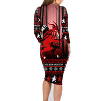 Wonder Print Christmas Family Matching Long Sleeve Bodycon Dress and Hawaiian Shirt Merry Krampus LT7 - Wonder Print Shop