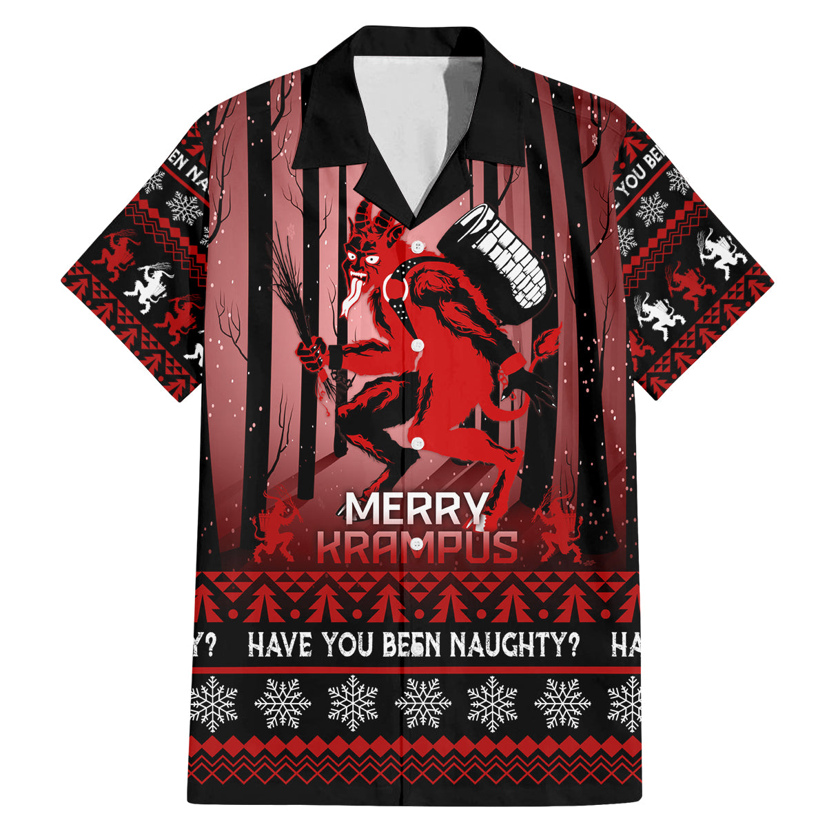 Wonder Print Christmas Family Matching Mermaid Dress and Hawaiian Shirt Merry Krampus LT7 - Wonder Print Shop