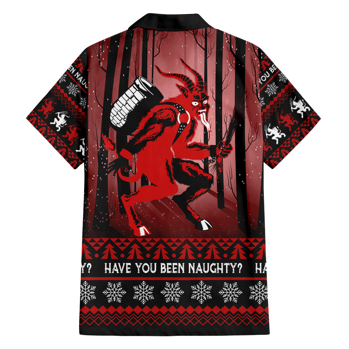 Wonder Print Christmas Family Matching Off Shoulder Long Sleeve Dress and Hawaiian Shirt Merry Krampus - Wonder Print Shop
