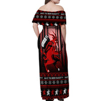 Wonder Print Christmas Family Matching Off Shoulder Maxi Dress and Hawaiian Shirt Merry Krampus LT7 - Wonder Print Shop
