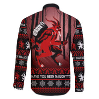 Wonder Print Christmas Family Matching Off Shoulder Short Dress and Hawaiian Shirt Merry Krampus LT7 - Wonder Print Shop