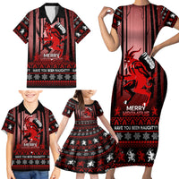 Wonder Print Christmas Family Matching Short Sleeve Bodycon Dress and Hawaiian Shirt Merry Krampus - Wonder Print Shop