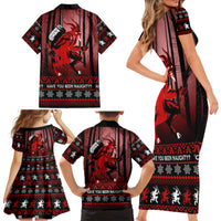 Wonder Print Christmas Family Matching Short Sleeve Bodycon Dress and Hawaiian Shirt Merry Krampus - Wonder Print Shop