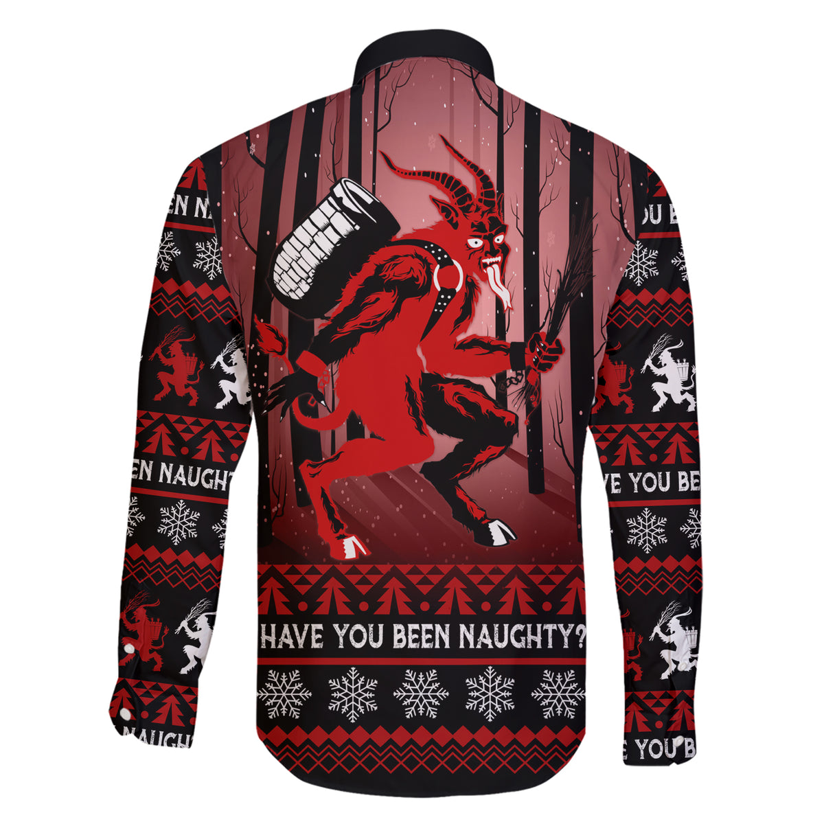 Wonder Print Christmas Family Matching Short Sleeve Bodycon Dress and Hawaiian Shirt Merry Krampus - Wonder Print Shop