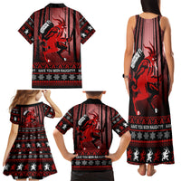 Wonder Print Christmas Family Matching Tank Maxi Dress and Hawaiian Shirt Merry Krampus - Wonder Print Shop