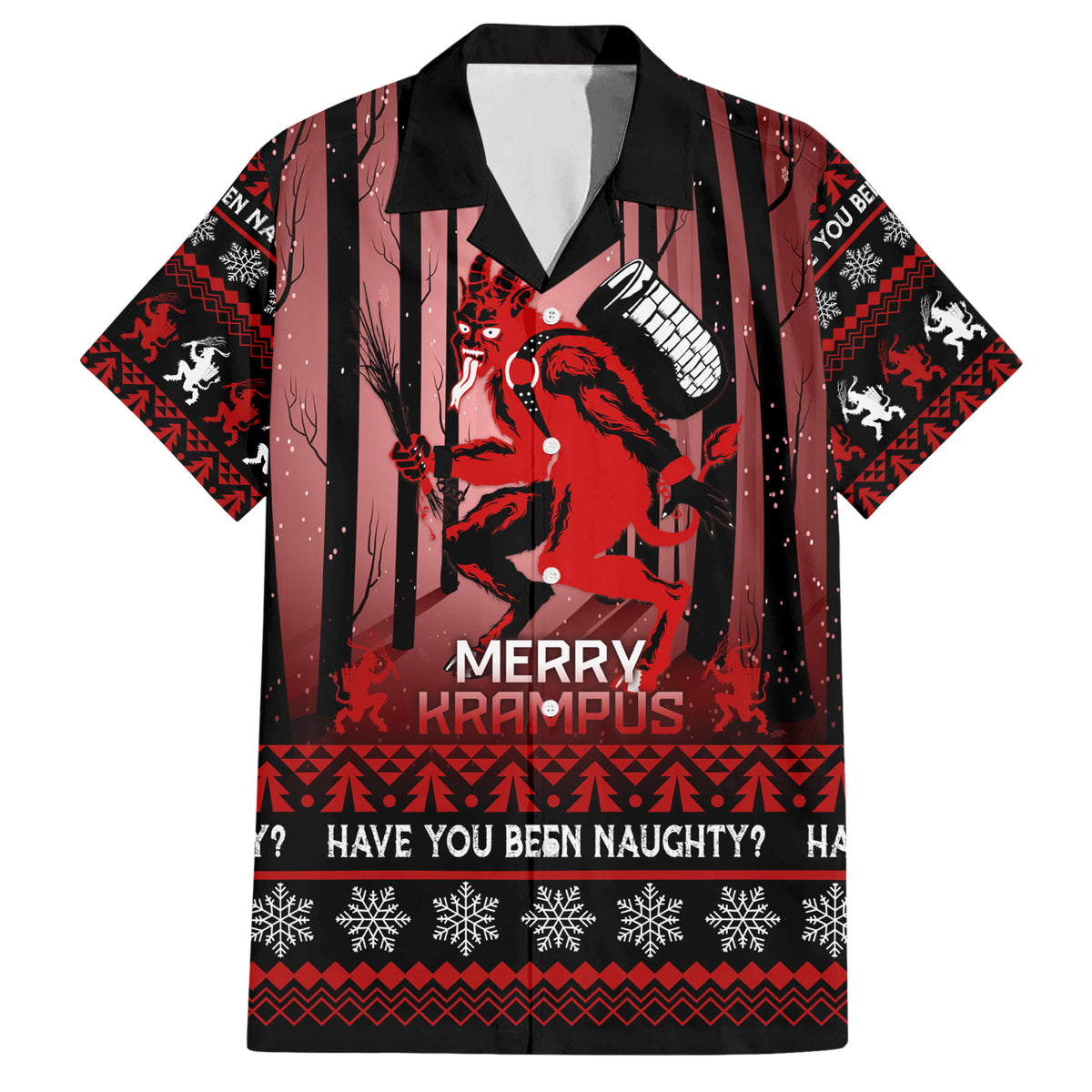 Wonder Print Christmas Hawaiian Shirt Merry Krampus - Wonder Print Shop